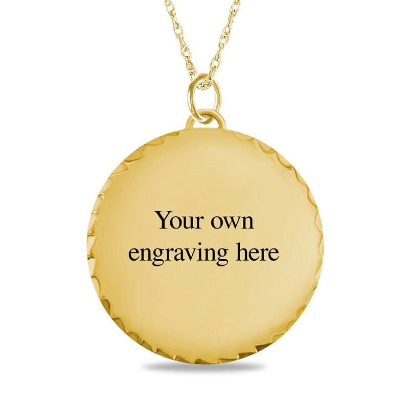 Diamond Cut Photo Round Pendant in 10k Yellow Gold image number null